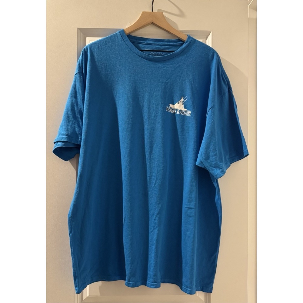 Ocean & Coast Mens 2XL Fishing Boat Graphic Tee Blue Coastal Beach Shirt